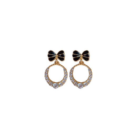 ‘Abundant you’ crystal black bow dangle earrings | Pretty Bosses
