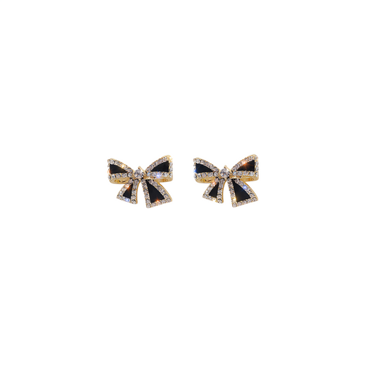 Confidence-boosting crystal black bow stud earrings | Pretty Bosses