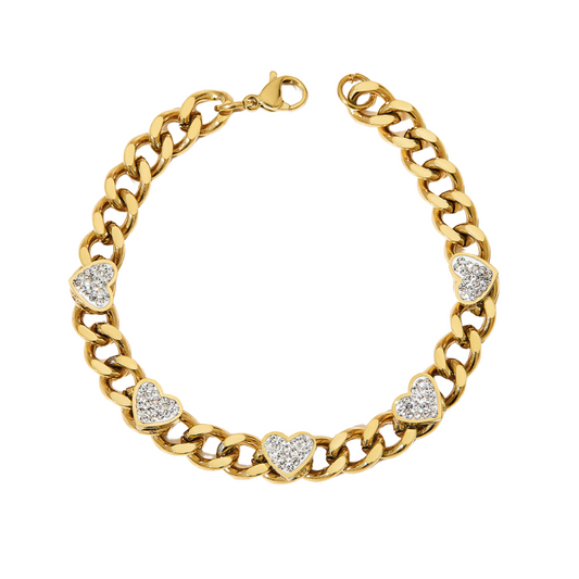 ‘White hearts’ gold chain bracelet | tarnish free | pretty bosses