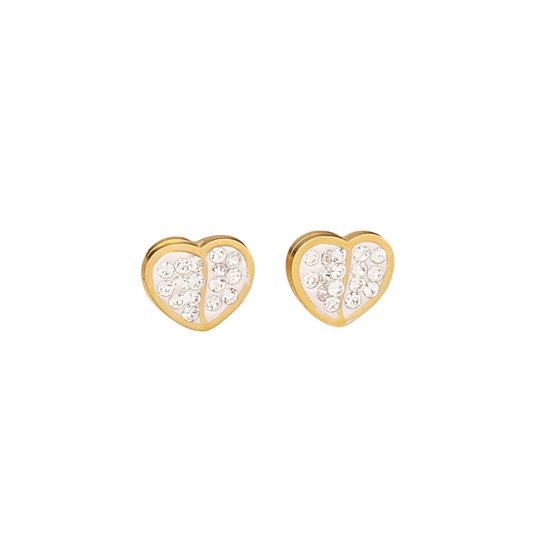 Stunning white gold heart stud earrings | tarnish free & waterproof jewelry | Pretty Bosses