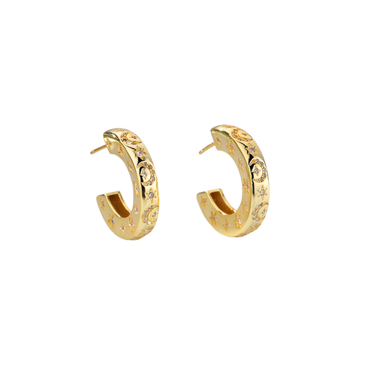 Dreamy universe gold plated stud earrings | Pretty Bosses