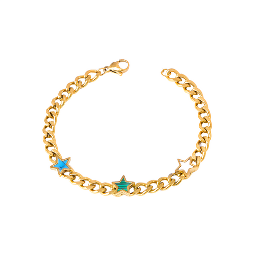 ‘3 stars of ambition’ gold chain bracelet | tarnish free | Pretty Bosses