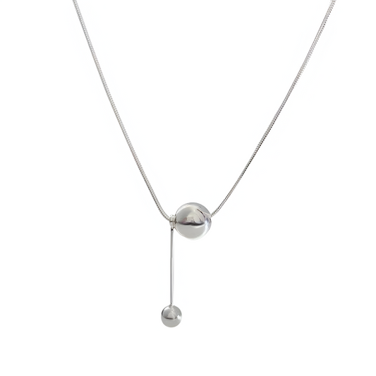 2 Pearls silver minimal and simple necklace | Pretty Bosses