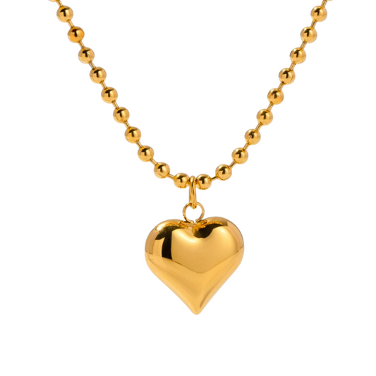 Gold heart necklace | Tarnish free & waterproof jewelry by pretty bosses | Office wear