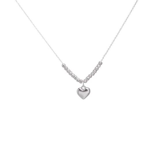 Minimal yet adorning silver heart necklace | Simple necklace for women | Office wear by Pretty Bosses