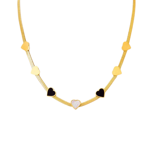 Elegant Black & gold hearted necklace | Tarnish free & waterproof | Pretty bosses
