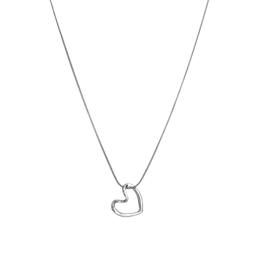 Tilted silver heart necklace | Everyday wear | Minimal necklace | Pretty Bosses