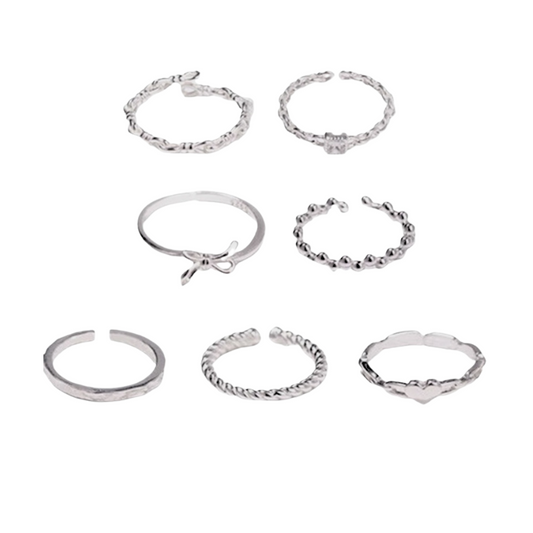 ‘Bundle of self love’ 6 pc silver stackable rings | Ring set | Pretty Bosses